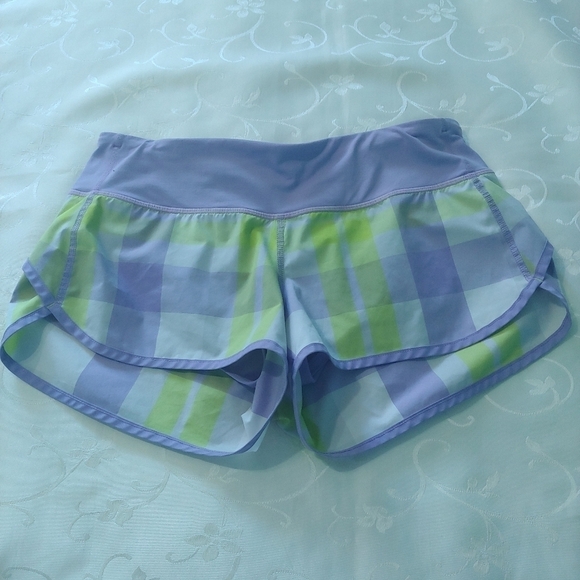 LULULEMON Speed Short - Euc - Size 4 - Foxy Plaid Lavender Lime - Picture 2 of 9